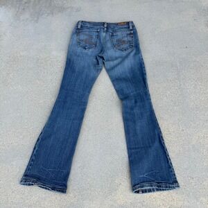 Seven7 Women Flare Jeans Medium Wash Low Rise Denim Size 28